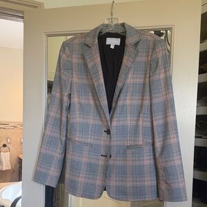 Chelsea.28 Women's black and rust Plaid Blazer
